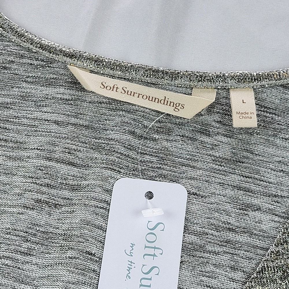 Soft Surrounding Women Wrap Top Stella Neutral Foil NWT Large Metallic Gold - Picture 2 of 12